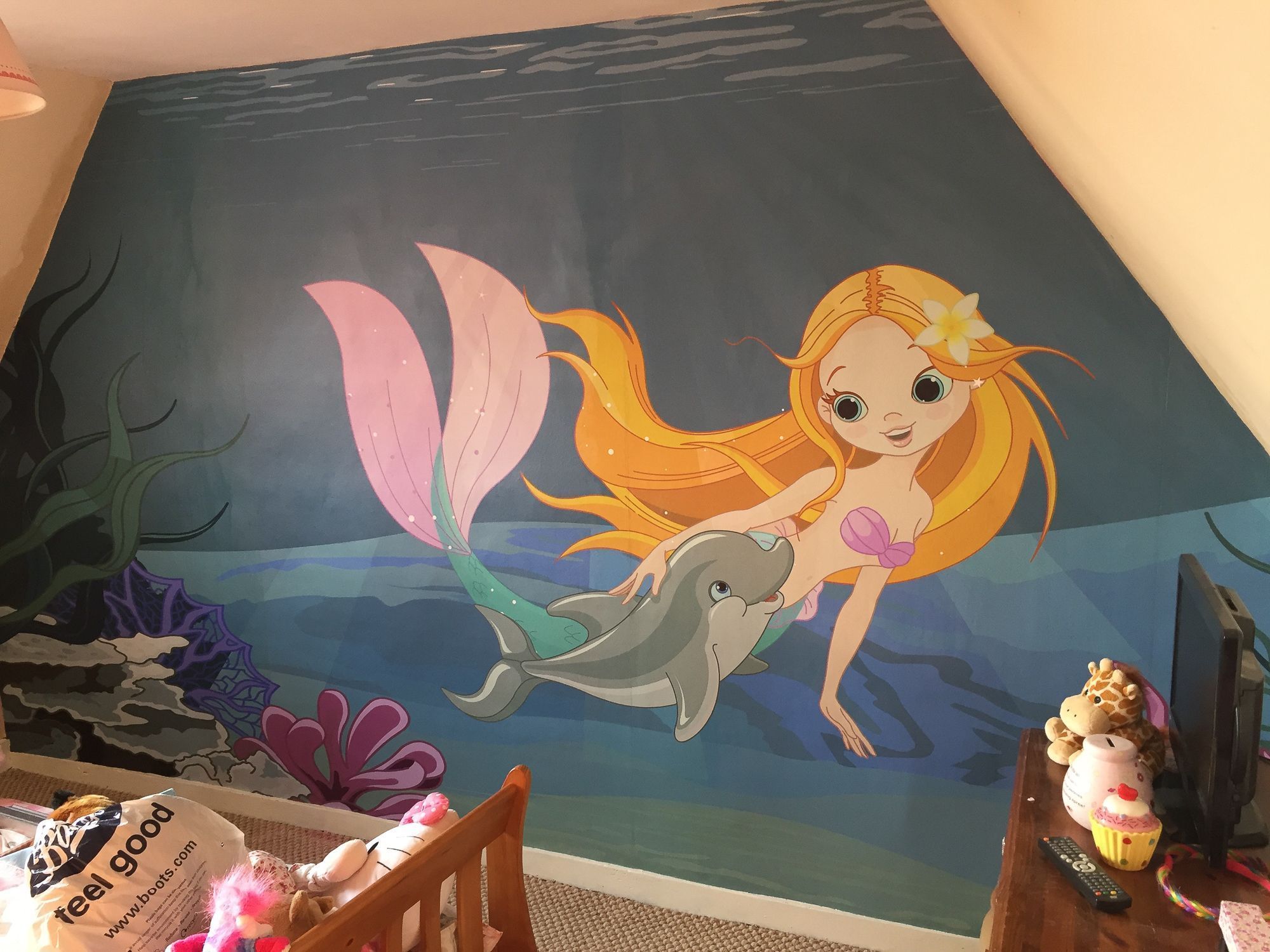 Mermaid and dolphin wall art